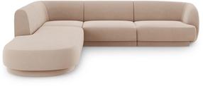Kampinė sofa Micadoni Home Miley Velvet 6 Seats, šviesiai ruda sp., dešininė, 252 x 220 cm x 74 cm