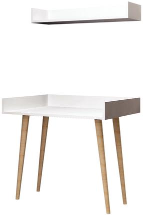 Kirjutuslaud ja riiul Kalune Design Ballony, 90 cm x 60 cm, 84 cm, valge v.