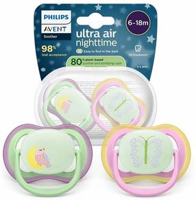 Набор пустышек Philips Avent Ultra Air Night, 6+ мес., зеленый цв./розовый цв./фиолетовый цв.