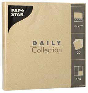 Popierinės servetėlės Pap Star Daily Collection, 32 cm x 32 cm, smėlio ruda sp., 20 vnt.