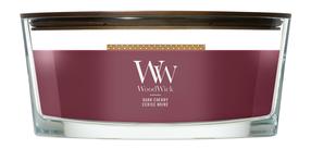 Svece, aromātiskā WoodWick Ellipse dark cherry, 40 - 65 h, 453 g, tumši sarkana krās.