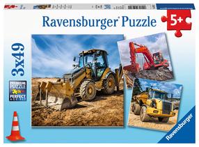 Puzle 3in1 Ravensburger Digger at work! 05032, 18 cm x 18 cm, 147 gab., daudzkrāsaina