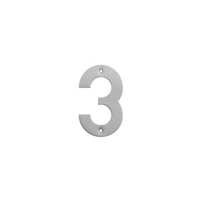 Durvju numurs "3" Haushalt SS-3, 14.5 cm x 9 cm, nerūsējošais tērauds, nerūsējošā tērauda krās.