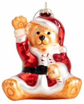 Eglītes rotājums Homla Glasso Christmas Bear, brūna krās./sarkana krās., stikls