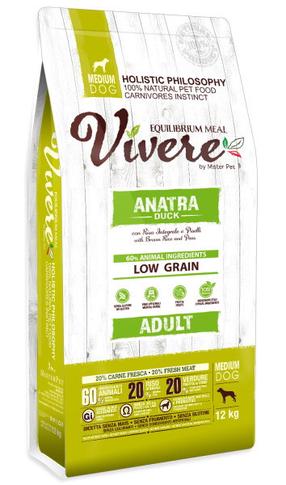 Sausas šunų maistas Vivere Low Grain Duck, antiena, 12 kg