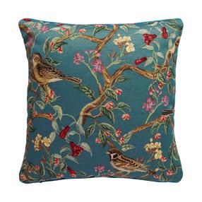 Dekoratyvinė pagalvėlė Home4you Holly Birds, mėlyna sp./ruda sp./raudona sp., 45 cm x 45 cm
