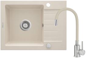 Plautuvė su virtuviniu maišytuvu Deante Zorba, granitas, 58 cm x 44 cm x 16.4 cm, smėlio