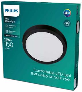 Šviestuvas lubų Philips Magneos, LED, 2700 °K, 1 x 12 W, balta sp./juoda sp. / juoda sp., 21 x 21 cm