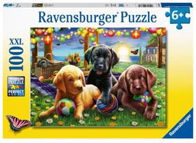 Puzle Ravensburger Psi piknik 12886, 49 cm x 36 cm, 100 gab., daudzkrāsaina