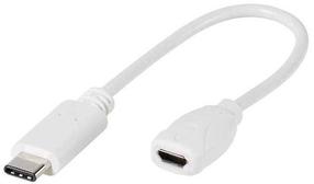 Vads Vivanco USB Type-C to Micro USB 2.0 45285 USB Type-C male, Micro USB B male, 0.1 m, balta krās.