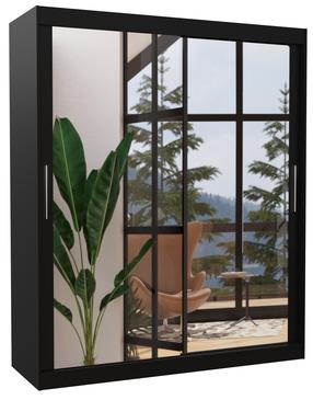 Riidekapp ADRK Ettore 180, must v., 58 cm x 180 cm x 215 cm, peegliga