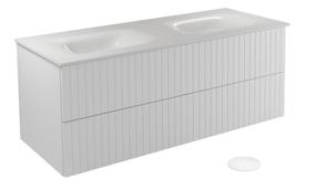 Vonios spintelė su praustuvu Besco Akya Linea, skaidri sp./balta sp., 52.5 cm x 131 cm x 50.7 cm