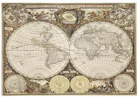 Medinė dėlionė Wooden City Antique World Map XL, 51.9 cm x 37.5 cm, 600 vnt., rusva sp.