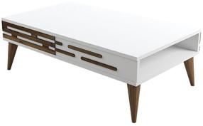 Kohvilaud Kalune Design Valensiya, valge v./pähklipuu v., 105 cm x 60 cm x 34.6 cm