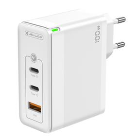 Ceļojumu lādētājs Jellico C118 GaN 100W PD, USB Type A/2 x USB Type-C, balta krās., 100 W