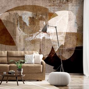 Fototapetas Artgeist Geometric Abstraction With Shapes - Composition In Brown Colours, 280 cm x 400 cm