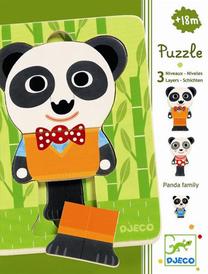 Medinė dėlionė Djeco Panda Family DJ01471