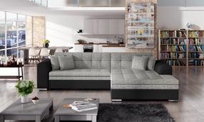 Kampinė sofa Sorento Berlin 01, Soft 11, juoda sp./pilka sp., dešininė, 195 x 295 cm x 80 cm