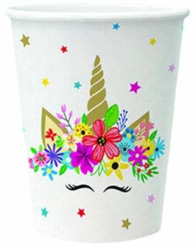 Vienkartiniai puodeliai Paw Decor Collection Unicorn Party, 250 ml, 8 vnt.
