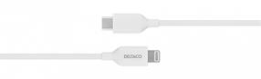 Įkrovimo laidas Deltaco Baltic, Lightning/USB Type-C, 100 cm, balta sp.