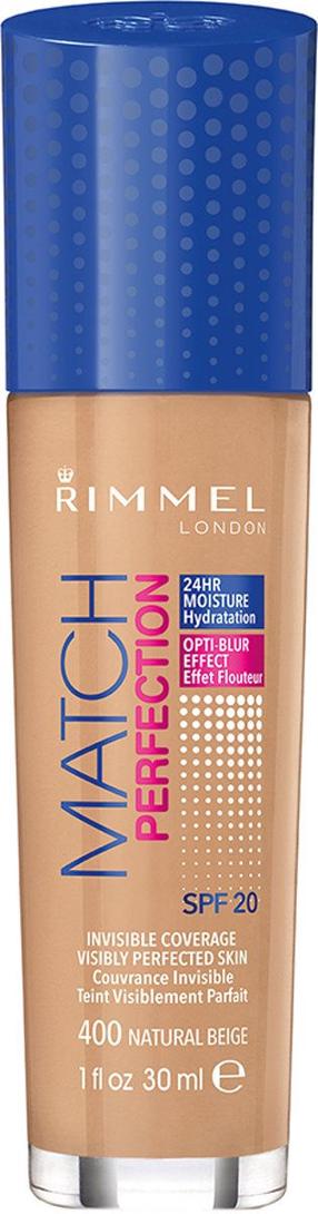 Šķidrā grima bāze Rimmel London, natural beige krās., 400, 30 ml