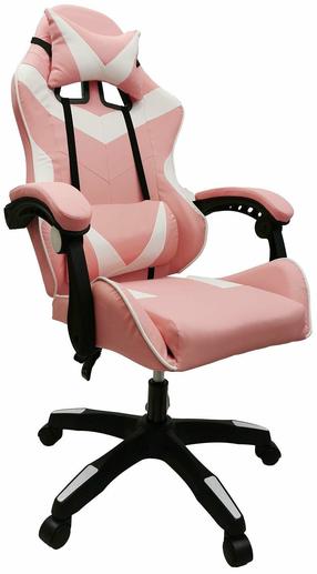 Игровой стул, 61 x 54 x 113 - 121 см, белый цв./черный цв./розовый цв.