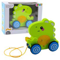 Traukiamas žaislas, dinozauras Lean Toys Pull Rope, 17.5 cm, žalia sp.