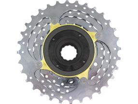 Priekšējais zvaigžņu bloks SunRace MFEX9 9-speed 11-32T CP, alumīnijs/tērauds, hroma krās.