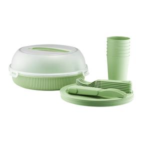 Plastiknõude ja lauariistade komplekt Ambition Curly, plastik, roheline v.
