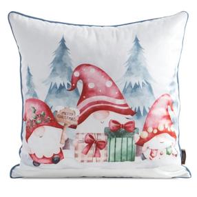 Kalėdinis dekoratyvinės pagalvėlės užvalkalas PSWA-311, balta/raudona, 45 cm x 45 cm