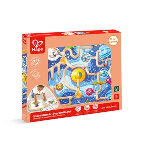 Образовательный лабиринт Hape 2in1 Space Maze & Tangram Board, многоцветный
