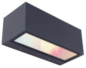 Āra sienas lampa Lutec Gemini RGB, 17W, LED, IP54, tumši pelēka krās., 22 cm x 8.5 cm
