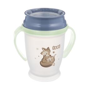 Детская кружка Lovi 360° Night & Day Fox, 250 мл, 9 мес., пластик, синий цв./белый цв.