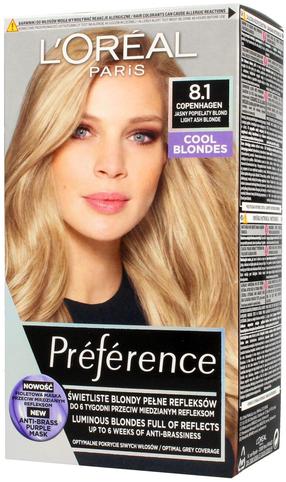 Matu krāsa L’Oréal Paris Preference Cool Blondes, copenhagen krās., 8.1