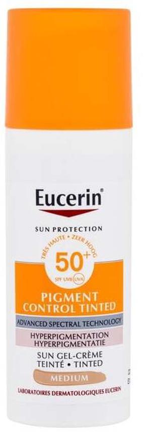 Līdzeklis iedeguma kopšanai ķermenim/sejai Eucerin Sun Protection Pigment Control Tinted SPF50+, 50 ml