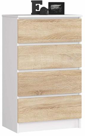 Комод Akord Furniture Factory K60, коричневый цв./белый цв., 99 см x 40 см x 60 см