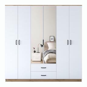 Spinta Kalune Design BA130 - 3049, ruda sp./balta sp., 210 cm x 51.5 cm x 210 cm, su veidrodžiu