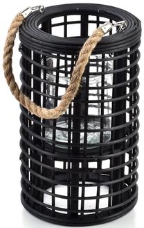 Žibintas Mondex Lantern Lucie, stiklas/mediena, Ø 18 cm, 30 cm, juoda sp.