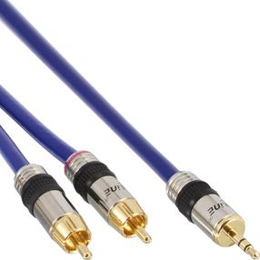Kaabel InLine Audio Cable Premium 89939P 3.5 mm Male, 2 x RCA Male, 2 m, sinine v.