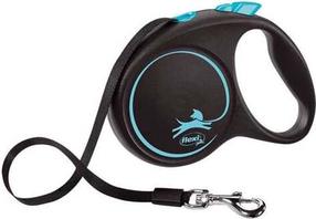 Automatinis pavadėlis Flexi Black Design, mėlyna sp./juoda sp., M 5m