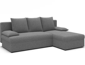 Kampinė sofa - lova Gino Royal 04, pilka sp., dešininė, 146 x 206 cm x 90 cm