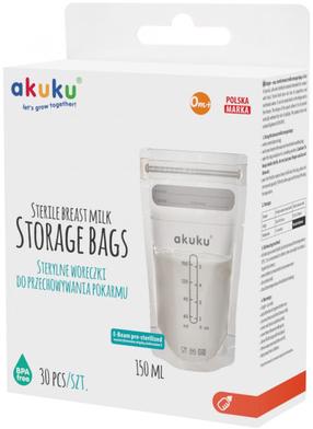 Maisiņi mātes piena uzglabāšanai Akuku A0011, 150 ml, 0 mēn., polivinilhlorīds (pvc), caurspīdīga krās.