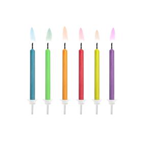 Dzimšanas dienas svece Party&Deco Colored Flame, daudzkrāsaina, 6 gab.