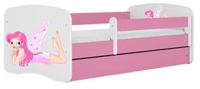 Vaikiška lova Kocot Kids Babydreams Pink Fairy, rožinė sp., 70 x 140 cm, be patalynės dėžės, su čiužiniu