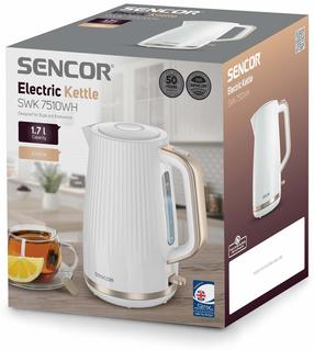 Elektriskā tējkanna Sencor SWK 7510WH, 1.7 l, balta krās.