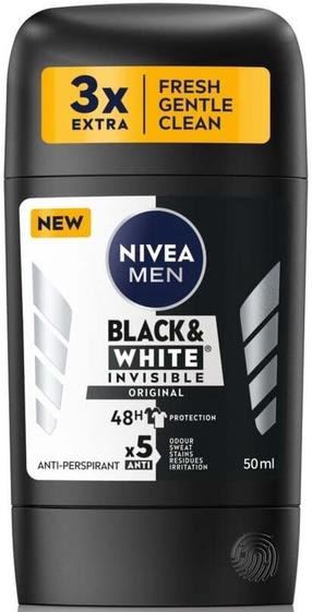 Vīriešu dezodorants Nivea Men Black & White Invisible, 50 ml
