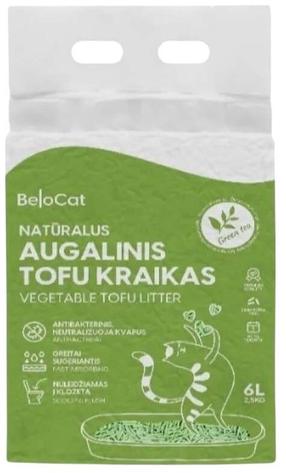 Kaķu smiltis BeloCat Tofu Green Tea Scent, organiskās (cementējošās), 2.5 kg, 6 l