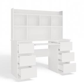 Rašomasis stalas su lentyna Kuba, 130 cm x 51 cm, 76 cm, balta sp.
