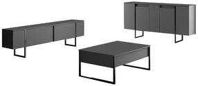 Svetainės baldų komplektas Kalune Design Luxe, vidaus, antracito sp./juoda sp.
