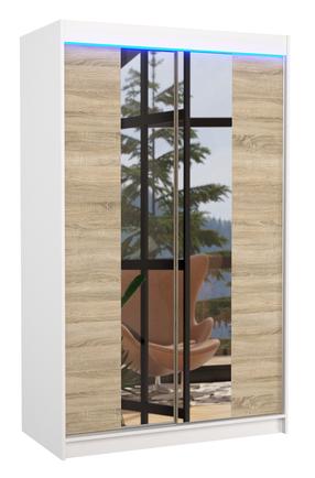 Spinta ADRK Marvin 120, ruda sp./balta sp., 58 cm x 120 cm x 200 cm, su veidrodžiu